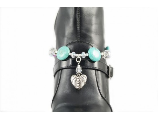 Turquoise Disc And Heart Charms Shoe Boot Jewlery