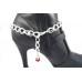 Red Off Center Heart Oval Crystal Shoe Boot Jewelry