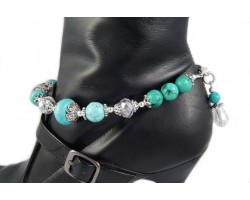 Turquoise Crystal Rondelle Bow Filigree Barrel Shoe Boot Jewelry