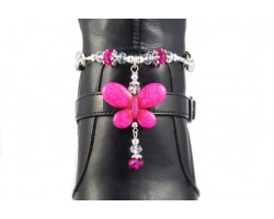 Hot Pink Butterfly Charm Crystal Shoe Boot Jewelry