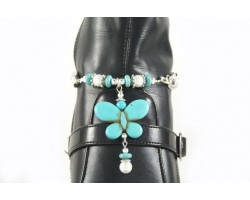 Turquoise Butterfly Charm Pearl Shoe Boot Jewelry