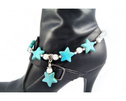Small Turquoise 5 Stars Dangle Charm Crystal Shoe Boot Jewelry