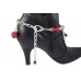 Red Bead Silver Filigree Heart Shoe Boot Jewelry