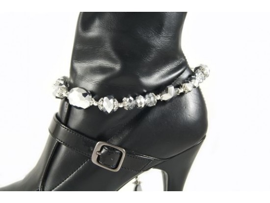 Metallic Silver Crystal Cross Boot Shoe Jewelry Metallic Silver Crystal Cross Boot Shoe Jewelry