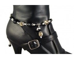Jet Leopard Bead/Crystal Teardrop Boot Jewelry