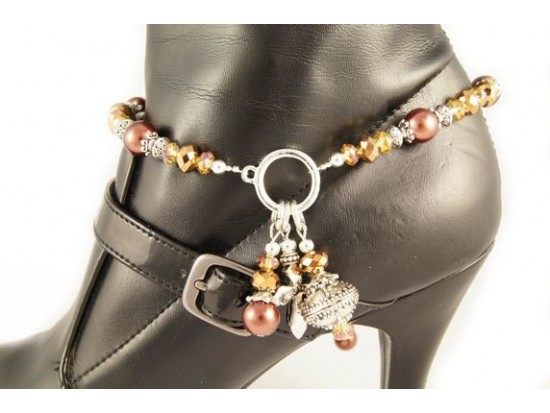 Silver Plate Cross & Filigree Rondelle Charm With Topaz Pearl Boot Jewelry