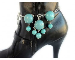 Turquoise Bubble Silver Boot Shoe Jewelry