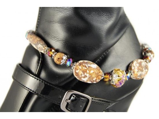 Rust Agate with AB Topaz Crystal Shoe Boot Jewelry