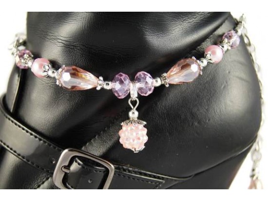 Pink AB Pave’d Crystal Pearl Tear Drop Boot Jewelry