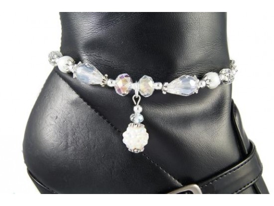 White AB Pave’d Crystal Pearl Tear Drop Boot Jewelry