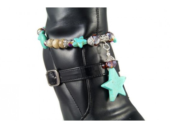 Turquoise Star Stone & Topaz Crystal Dangle Shoe Boot Jewelry Turquoise Star Stone & Topaz Crystal Dangle Shoe Boot Jewelry