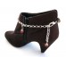 Red Crystal Cabochon Silver Shoe Boot Jewelry