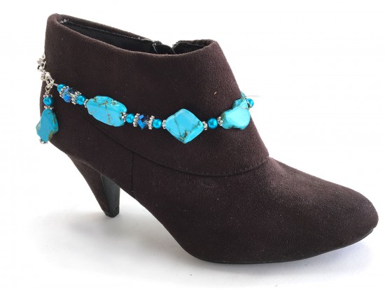 Turquoise Stone Slabs Crystal Boot Jewelry