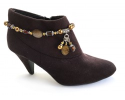 Brown Tiger Oval Shell Boot Shoe Jewelry