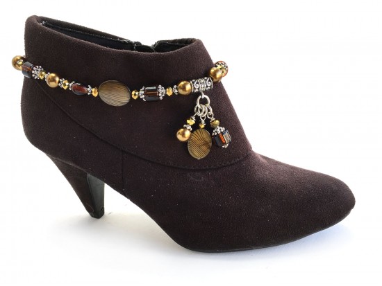 Brown Tiger Oval Shell Boot Shoe Jewelry