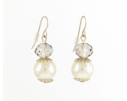 Pearl & Black Diamond Hook Earrings