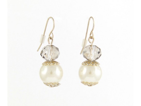 Pearl & Black Diamond Hook Earrings