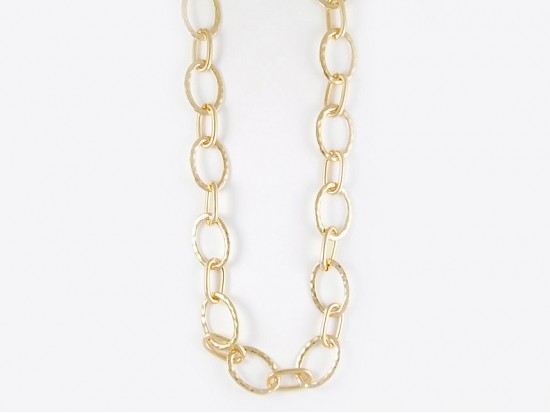 Gold Oval Hammered Necklace Gold Oval Hammered Necklace