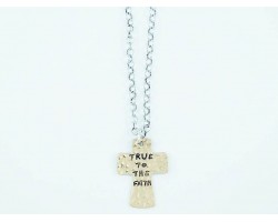 Silver Distressed Chain Gold True to the Faith Cross Necklace