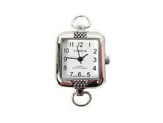 Rectangle Silver Watch Face With Bead Print Loop Rectangle Silver Watch Face With Bead Print Loop