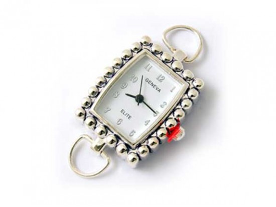 Silver Bubble Rectangle Geneva High Shine Watch Face Loop Silver Bubble Rectangle Geneva High Shine Watch Face Loop