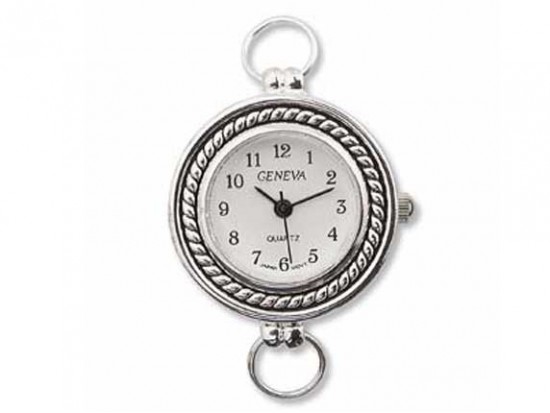 Silver Round Flat Rope Watch Face Loop
