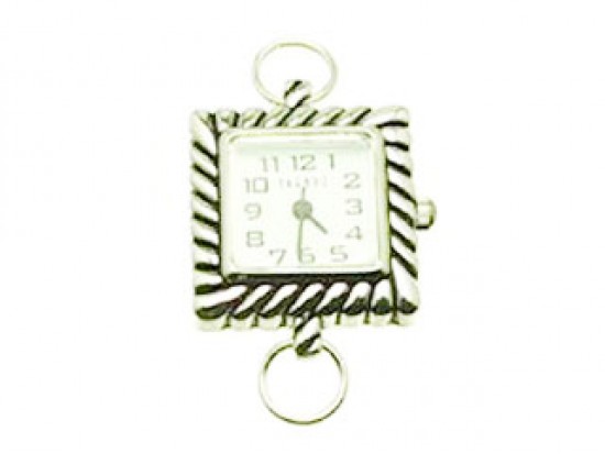 Silver Plate Thick Rope Design Square White Watch Face Loop