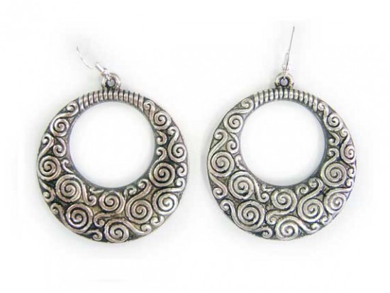 Antique Silver Filigree Hoop Earrings Antique Silver Filigree Hoop Earrings