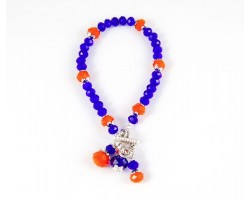 Blue Orange School Colors 3 Bead Charm Toggle Bracelet