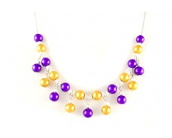 Purple and Gold Bead Dangle Necklace Set
