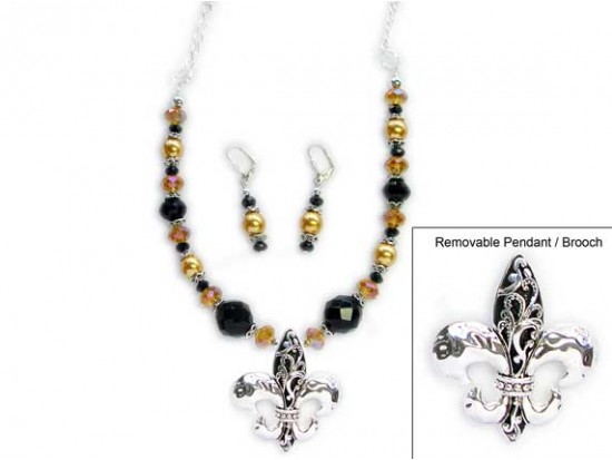 New Orleans Saints Crystal Necklace Set