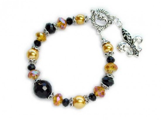 Black And Gold New Orleans Saints Toggle Bracelet Black And Gold New Orleans Saints Toggle Bracelet