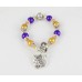 LSU Purple & Gold Pearl With Tiger Charm Toggle Bracelet