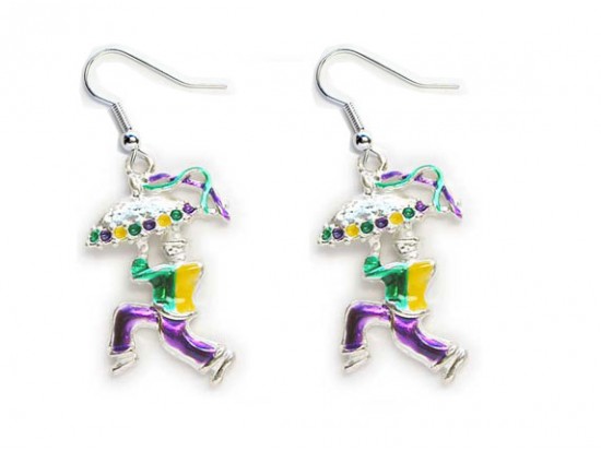 Man Umbrella Man Mardi Gras Earrings
