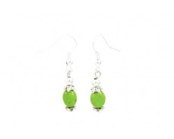 Peridot 9x7mm Oval Dyed Stone Beads Earring on Hooks