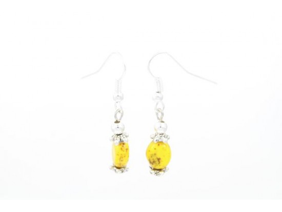 Yellow 9x7mm Oval Dyed Stone Beads Earring on Hooks Yellow 9x7mm Oval Dyed Stone Beads Earring on Hooks
