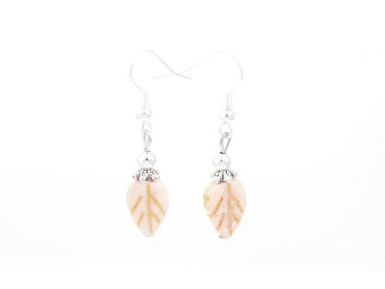 Beige Leaf Stone Earrings