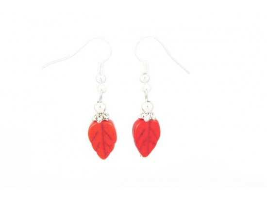 Red Leaf Stone Earrings