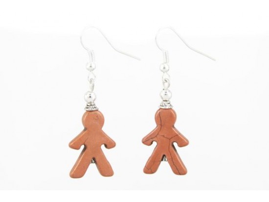 Brown People Carved Dyed Stone on French Hook Earrings Brown People Carved Dyed Stone on French Hook Earrings