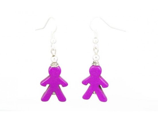 Fuchsia People Carved Dyed Stone on French Hook Earrings Fuchsia People Carved Dyed Stone on French Hook Earrings