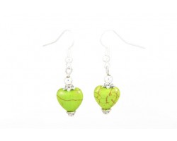 12mm Peridot Stone Carved Heart Ears on French Hook