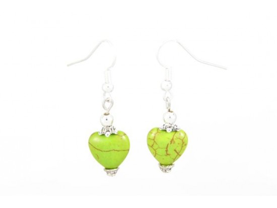 12mm Peridot Stone Carved Heart Ears on French Hook 12mm Peridot Stone Carved Heart Ears on French Hook