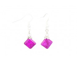 12mm Fuchsia Diamond Dyed Stone on Ear Hook