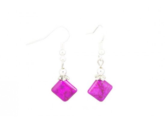 12mm Fuchsia Diamond Dyed Stone on Ear Hook