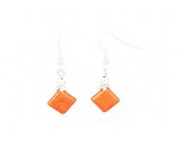 12mm Orange Diamond Dyed Stone on Ear Hook