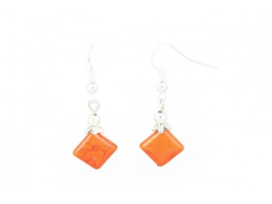 12mm Orange Diamond Dyed Stone on Ear Hook 12mm Orange Diamond Dyed Stone on Ear Hook