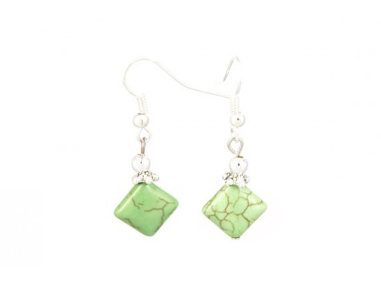 12mm Peridot Diamond Dyed Stone on Ear Hook