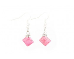 12mm Pink Diamond Dyed Stone on Ear Hook