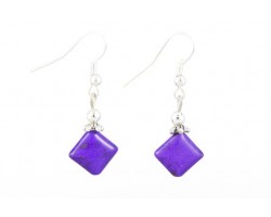 12mm Purple Diamond Dyed Stone on Ear Hook