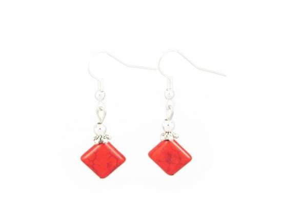 12mm Red Diamond Dyed Stone on Ear Hook